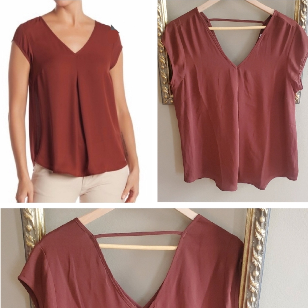 DR2 by Daniel Rainn - V-Neck Woven Blouse sz M